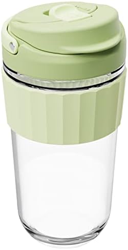 Leak-proof Glass Coffee Mug with Lid Lock, 17 oz Reusable Coffee Cup with Handle, BPA-free, Microwave and Dishwasher Safe (Forest Green)