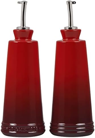 Le Creuset Signature Stoneware Oil & Vinegar set, 10 oz. each, Cerise