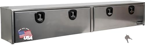 Buyers Products 1751661 Silver Aluminum Topsider Truck Box With Drop Door, 96 x 13 x 16 Inch, Made in The USA, Lockable Tool Chest, Durable Job Box For Storage & Organization
