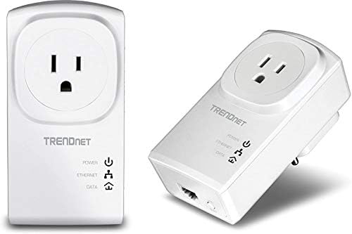 TRENDnet Powerline 500 AV Nano Adapter Kit with Built-In Outlet, With Power Outlet Pass-Through, Includes 2 x TPL-407E Adapters, TPL-407E2K (Renewed)