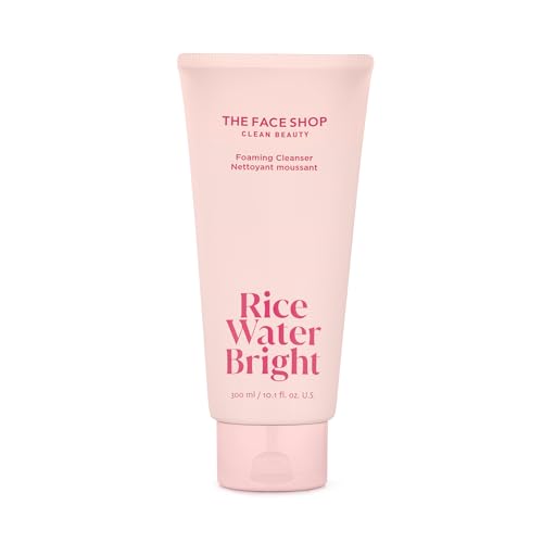 The Face Shop Rice Water Bright Foaming Facial Cleanser - Brightening - Hydrating - Ceramide - Moisturizing - Gentle Vegan Face Cleanser Face Wash - Korean Skin Care - 300ml