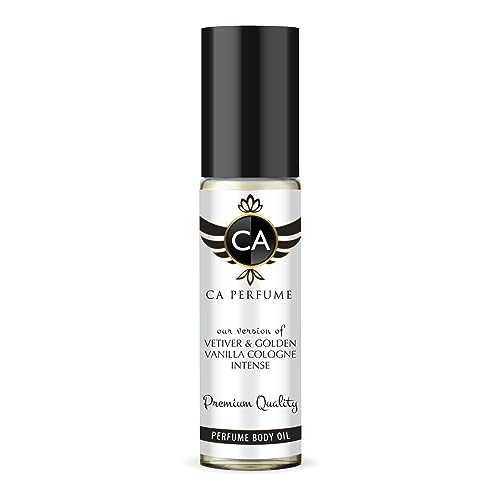 CA Perfume Impression of Jo M Vetiver & Golden Vanilla Intense For Women & Men Replica Fragrance Body Oil Dupes Alcohol-Free Grand Quality Travel Size Long Lasting Attar Roll-On 0.3 Fl Oz/10ml
