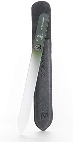 GERMANIKURE Mantra Glass Nail File in Suede Case, Ethically Made in Czech Republic - Professional Manicure & Pedicure Tools for Smooth Easy Shaping of Natural Fingernails