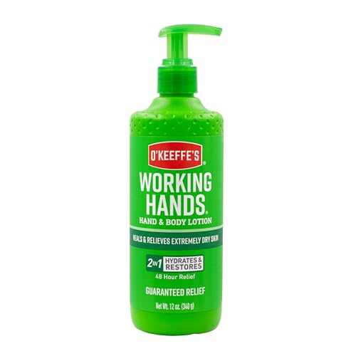 O'Keeffe's Working Hands Hand and Body Lotion, 12oz Pump (Pack of 1) - Heals and Relieves Extremely Dry Skin