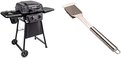Char-Broil Classic 280 2-Burner Liquid Propane Gas Grill with Side Burner & Cuisinart CCB-5014 BBQ Grill Cleaning Brush and Scraper, 16.5", Stainless Steel, 16. 5"