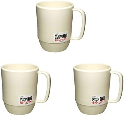 JapanBargain 3090, Japanese Plastic Mug Unbreakable Camping Coffee Mug Kid's Milk Juice Mug Travel Tea Water Mug 12 ounce BPA Free Non-Toxic Microwavable Dishwasher Safe Made in Japan, White, 3 Pack