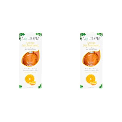 Nailtopia Orange Nail Treatment - Revitalizing Nail Strengthener Remedy for Stronger Nails - Growth Serum for Damaged, Thin, Cracked Nails - Vitamin Infused, Bio Sourced, and Vegan - 0.41 oz