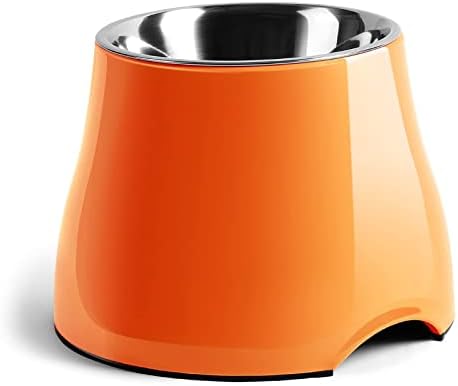 FluffyDream Elevated Dog Bowls,[Prevention of Vertebrae Disease] Non-Slip Dog Bowl with Stainless Steel Bowl,High Capacity Dog Food Bowls (SunshineOrange, M (540ML / 2 Cups))
