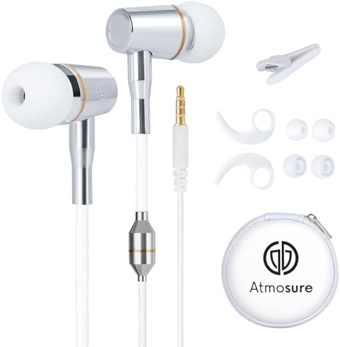 Air Tube Headphones — Anti Radiation EMF Free Headphones with Carry Case, Microphone, Volume Control, Clipper and Set of Ear Tips