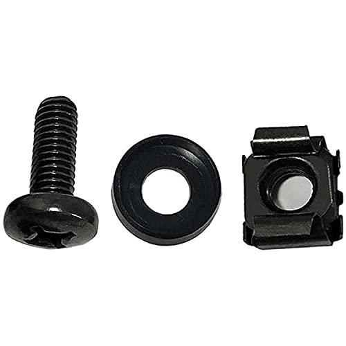 100 Sets M6 Square Hole Hardware Cage Nuts & Mounting Screws Washers for Server Rack and Cabinet (M6 X 16mm)(Screw+Washer+cage nut)