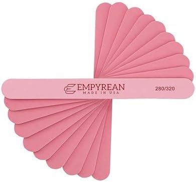 Empyrean Premium Nail Files | Made in USA | Fine 280/320 Extra Fine | Disinfectable Washable Reuseable | Pink Cushion File (10 Pack)