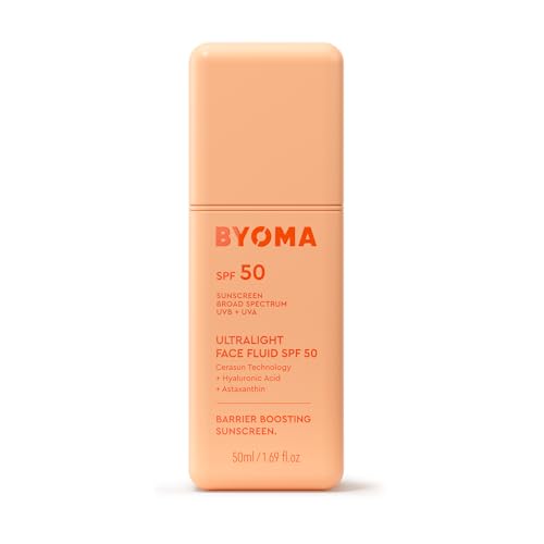 BYOMA SPF 50 Face Fluid - Ultra-Lightweight Facial Sunscreen for All Skin Tones - Luminous Glow, No White Cast - SPF Moisturizer Strengthens Skin Barrier - 1.69 fl.oz