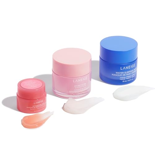 LANEIGE Dream Team Trio: Water Sleeping Mask, Lip Sleeping Mask, Bouncy and Firm Mask, Barrier-Boosting Hydration Travel Sized