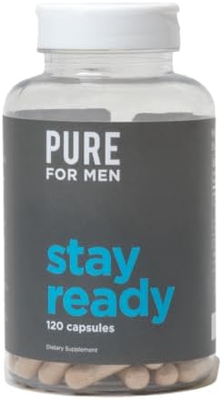 Pure for Men Original Vegan Cleanliness Stay Ready Fiber Supplement | Helps Promote Digestive Regularity | Psyllium Husk, Aloe Vera, Chia Seeds, Flaxseeds | Proprietary Formula | 120 Vegan Capsules