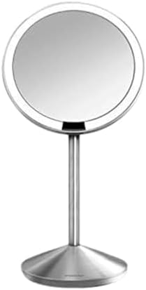 simplehuman Sensor Mirror, 5" Round Rechargeable Mini Travel Makeup Mirror, 10x Magnification, Brushed Stainless Steel