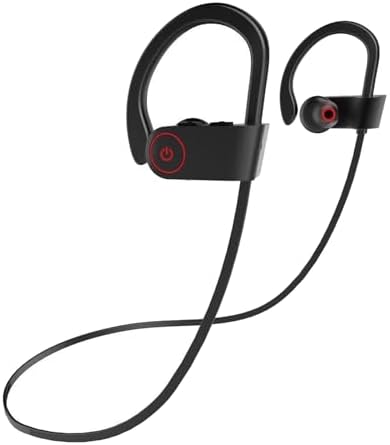 U8 Wireless Earbuds Bluetooth Sport Headphones IPX7 Waterproof Ear Buds Over Ear Earphones with Earhook and Mic for Running Workout Fittness Black