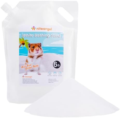 Niteangel Hamster Desert Bath Sand | No-Dust Bath or Potty Litter Sand for Hamster Chinchillas Gerbil Mice Degu or Other Small Pets (White Sand, 6LB)