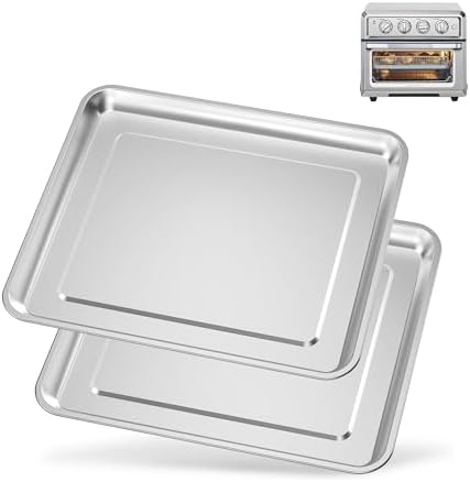 Stainless Steel Baking Tray Pan Compatible with Cuisinart Airfryer TOA-060 and TOA-065 (2 PCS Tray Pan)