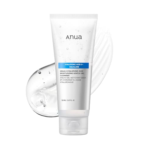 ANUA Moisturizing Gentle Gel Cleanser, Hyaluronic Acid, Squalane, Ceramide, Foaming Facial Korean Cleanser, pH Balance, Daily Hydrating Face Wash, Korean Skincare (150ml/5.07fl oz.)