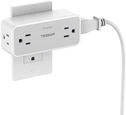 Surge Protector Outlet Extender, TESSAN 2100J Multi Plug Splitter with 4 Electrical Outlets, 3 Side Multiple Wall Plug Expander for Home Office Kitchen Dorm Room Essentials