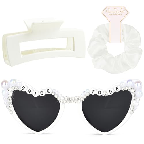Bridal Shower Gifts for Women Bride To Be Gift Set Bride Hair Clip Claw Clip Accessories Bride Hair Scrunchie Bride Sunglasses Bachelorette Party Wedding Gifts