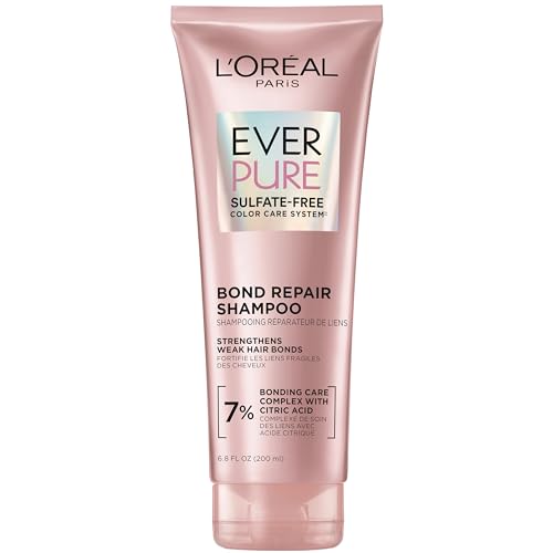 L’Oréal Paris Bonding Shampoo for Color Treated Hair, Strengthens and Repairs Weak Hair Bonds, Sulfate Free & Vegan Hair Care, EverPure, 6.8 Fl Oz