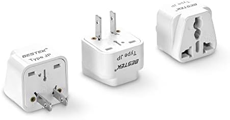 BESTEK Japan Travel Plug Adapter, Grounded Universal Type A Plug Adapter JP to US Adapter - Ultra Compact for US, Japan, China Phones, Laptops, Camera Chargers and More, 3 Pack