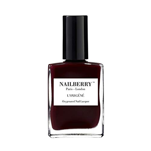L'Oxygéné Oxygenated Nail Lacquer | Noirberry | Deep Red Black Opaque Nail Polish | UV Protected Long-Wear Nail Polish | 12-Free | Vegan | Certified Halal | Cruelty & Gluten Free | 15 ml