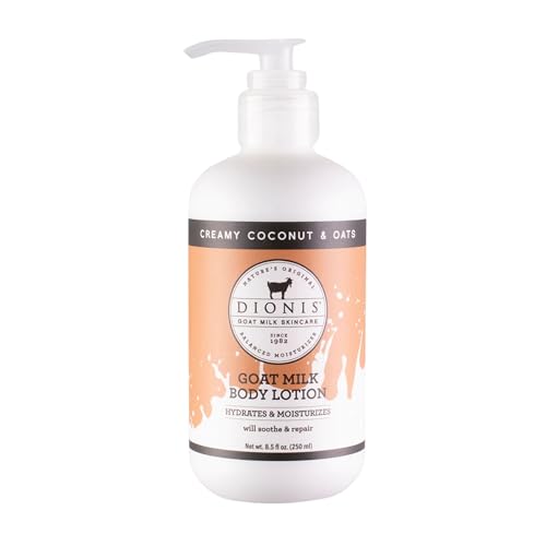 Dionis Goat Milk Hydrating Skincare Cream, Rich & Creamy Daily Moisturizing Coconut & Oats Scented Body Lotion For Dry Skin, Made in the USA, Cruelty-Free & Paraben-Free, 8.5 oz Bottle