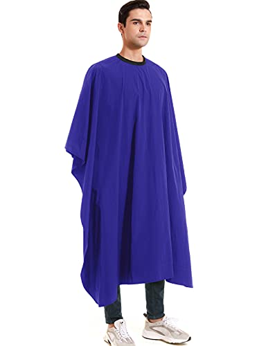 Barber Cape for Men-Waterproof Large Hair Cutting Cape-Professional Styling adults Self Haircut Apron,Hair Salon Nylon Blue Capes, With Adjustable Snap Closure,Barber & Home Use