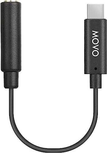 Movo UCMA-1 Female 3.5mm TRS Microphone Adapter Cable to USB Type-C Connector Dongle - Compatible with Samsung Galaxy, Pixel, Moto, HTC, iPad Pro Smartphones and Tablets - USB C to 3.5mm Audio Adapter