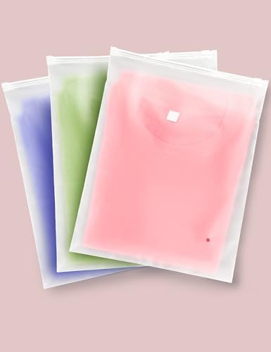 50Pcs Shirt Bags, 14" x 18" Frosted Zipper Plastic Bags for Clothes, Resealable Shirt Shipping Packaging Bags, 3 Mil