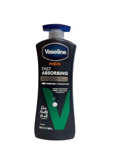 Vaseline Men Body & Face Lotion, Fast Absorbing 20.3 oz (1 Pack)