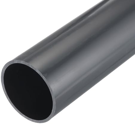 MECCANIXITY 2 3/8 Inch PVC Rigid Tube Round Pipe Hardware Tubing 54.7mm ID 60mm OD 350mm Dark Grey High Impact for Water Pipe Cable Sleeve