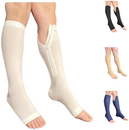 Open Toe Inside Leg Calf Zipper 30-40 mmHg Grade 3 Compression Socks