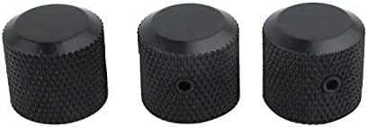 Guyker 3Pcs Brass Potentiometer Control Knobs with 6mm(0.24”) Dia. Shaft Pot - High Grade Knurled Volume Tuning Audio Knob Replacement for Electric Guitar or Precision Bass - CNC Machined(Black)