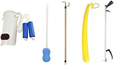 Essential Medical Supply Hip and Knee Surgery Recovery Kit - Includes Sock Aid, Shoehorn, Long Handles Sponge, Dressing Stick and Reacher for Seniors Recovering from Hip Replacement or Surgery