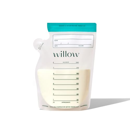 Willow - 8oz Breast Milk Storage Bags - 100ct - Double Zip Seal for Durability - Freezer & Fridge Breastmilk Storage - Easy Pour Spout for Bottle Transfer - BPA Free - Breastfeeding Essentials