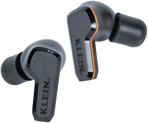 Klein Tools AESEB2 Elite Bluetooth Jobsite Earbuds, True Wireless Earplugs, 25dB NRR Hearing Protection, 24-Hour Playtime, Digital LED Display