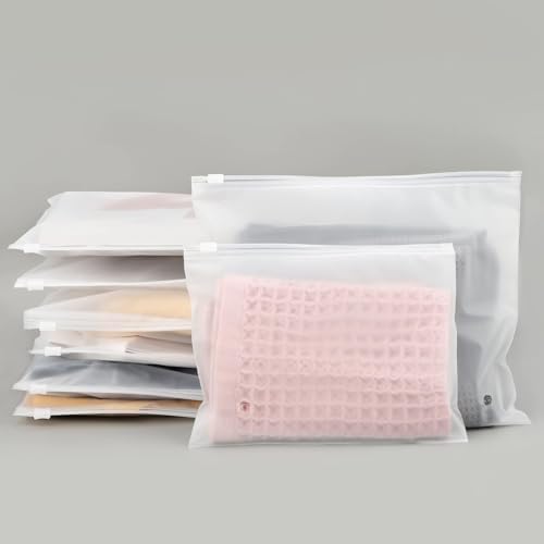 Frosted Zipper Packaging Bags, 25Pcs 7.87x5.51 inch Zip Bags, Resealable Poly Plastic Bags Ziplock Merchandise Bags with Slider Closure for Shipping Socks Underpants, 3 Mil with Vent Holes