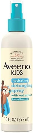 Aveeno Kids Hydrating Detangling Spray with Oat Extract, Quickly & Gently Detangles Kids' Hair, Tear-Free & Suitable for Skin & Scalp, Light Fragrance, Hypoallergenic, 10 fl. Oz