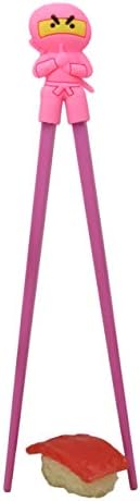 Ebros Gift Pink Japanese Ninja Warrior Reusable Training Chopsticks Set With Animated Food Safe Silicone Helper Hinge Guide For Sushi Noodles Rice Dining Fun For Adults And Kids