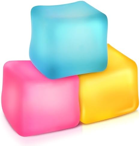 Fidget Toys Stress Cube: Squishy Fidget Toys for Kids Adults, High Density Gel Filled Squeeze Toys, Fidgets for Classroom, Gift Christmas Ideal for Stocking Stuffers for Kids, Pack of 3