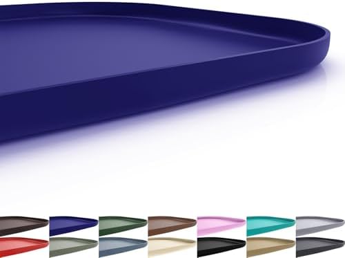 Silicone Pet Feeding Mat with Raised Edge, Dog Cat Bowl Mats for Food and Water, Pet Placemat for Floors Waterproof, 24” x 16” x 0.8” Navy Blue