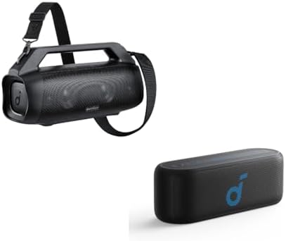 Soundcore Motion Boom Plus, Select 2S, Portable Bluetooth Speaker with 20W Stereo Sound, BassUp™ Technology, 16-Hour Playtime, Wireless Stereo Pairing, and IPX7 Waterproof