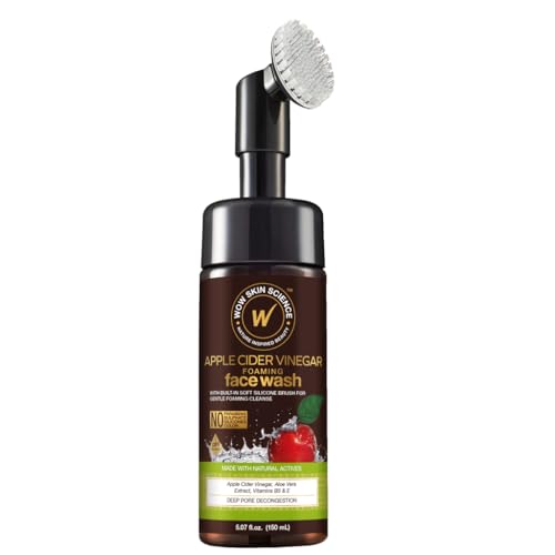 WOW Skin Science Apple Cider Vinegar Foam Exfoliating Face Wash & Brush 5.07 oz
