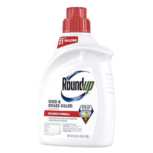 Roundup Weed & Grass Killer₄ Concentrate, Use In and Around Flower Beds, Walkways and other areas of your yard, 64 fl. oz.