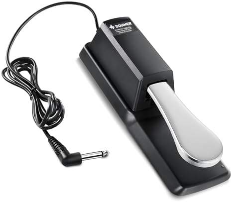 Donner DSP-001 Sustain Pedal for Keyboard, Universal Piano Pedal with Polarity Switch for Digital Piano/Piano Keyboard/MIDI KeyboardSynthesizer, 1/4'' (6.35mm) Input Plug, 63'' (1.6m) Cable