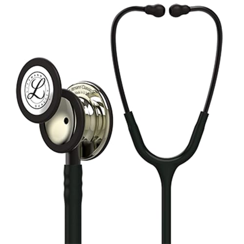 3M Littmann Classic III Monitoring Stethoscope, 5861, More Than 2X as Loud*, Weighs Less**, Stainless Steel Champagne-Finish Chestpiece, 27" Black Tube, Smoke Stem, and Headset