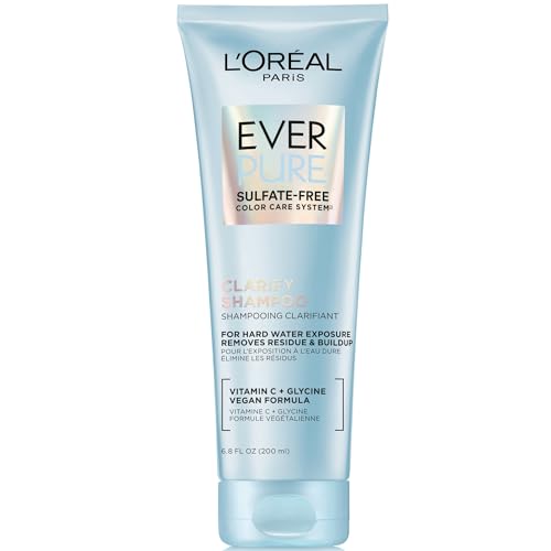 L’Oréal Paris Clarify Sulfate Free Shampoo with Antioxidants, Clarifying Shampoo for Hard Water Exposure and Styling Build-up, EverPure, 6.8 Fl Oz